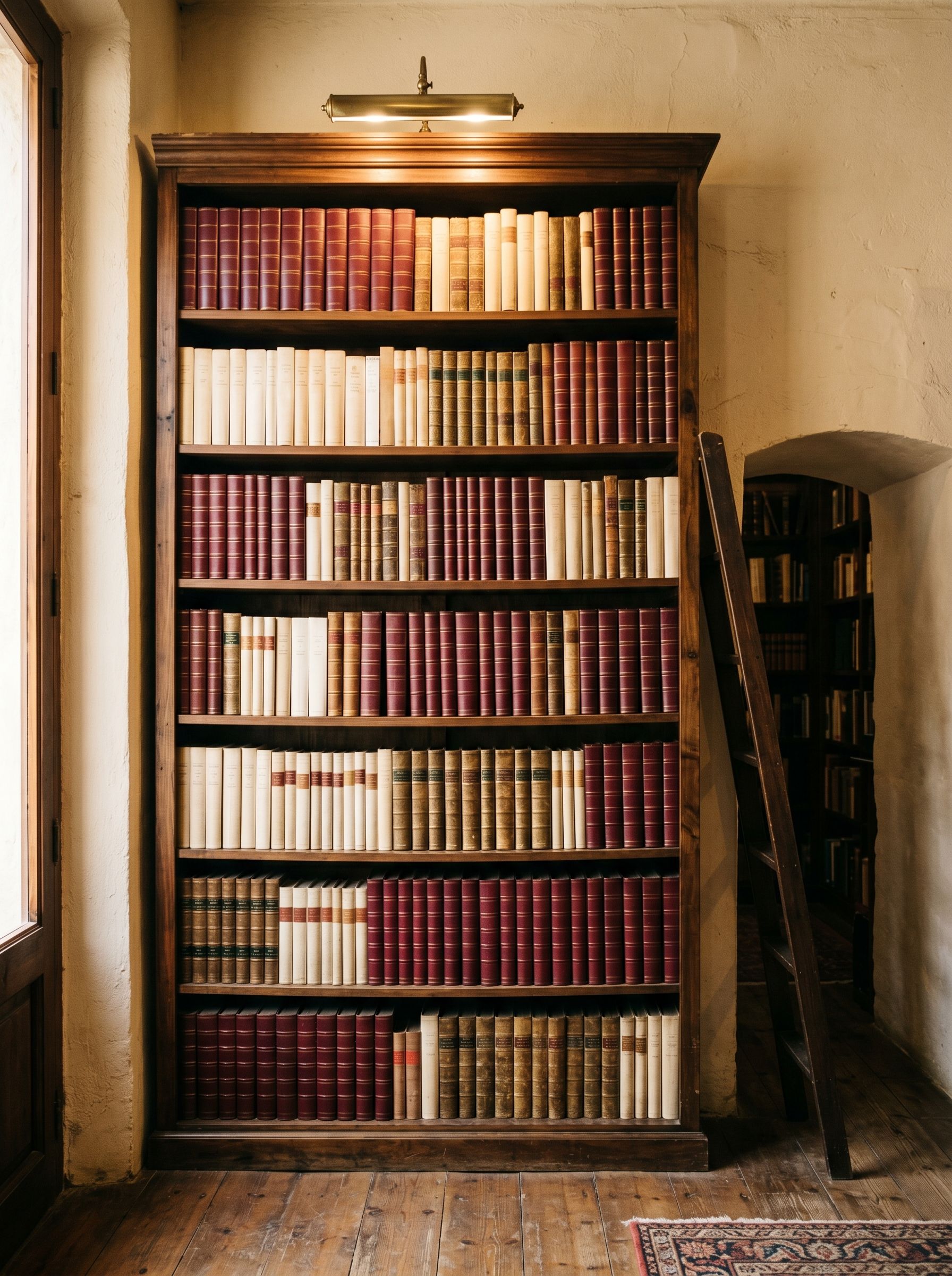 Mostra de prestatges plens de llibres en una llibreria de poble — pendent de fotografia real del local.